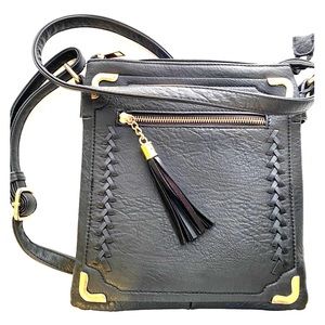 Black Faux Leather Crossbody Bag